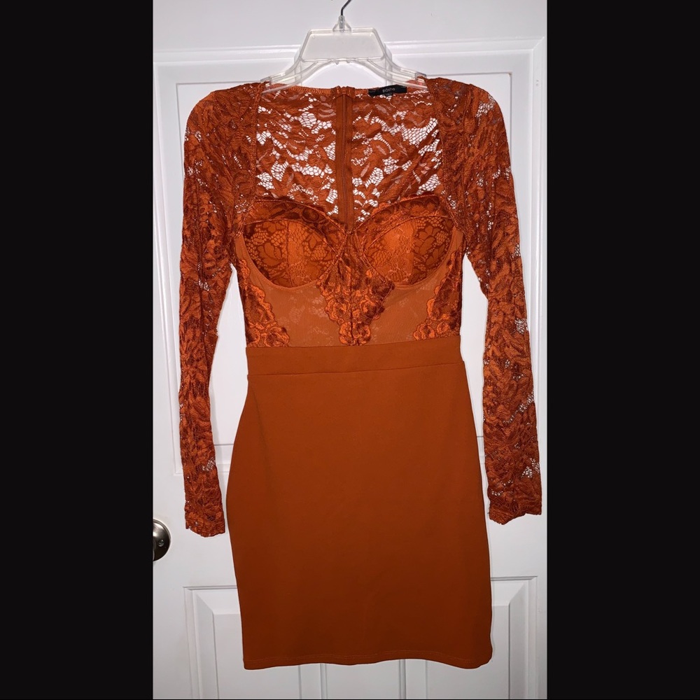 Laced Bustier Long Sleeve Dress